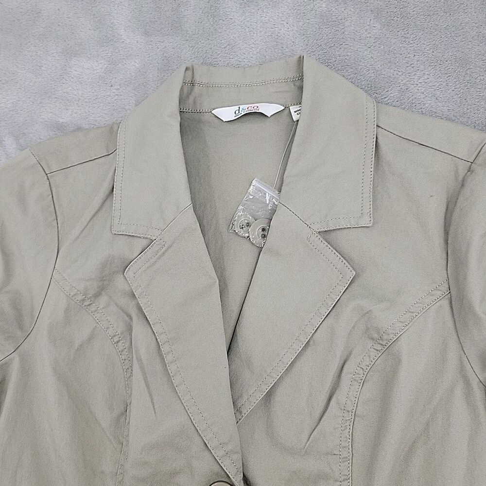 Denim & Company Stretch Twill 3/4‎ Sleeve Button Front Jacket Size 2 Tan Khaki - Picture 2 of 12